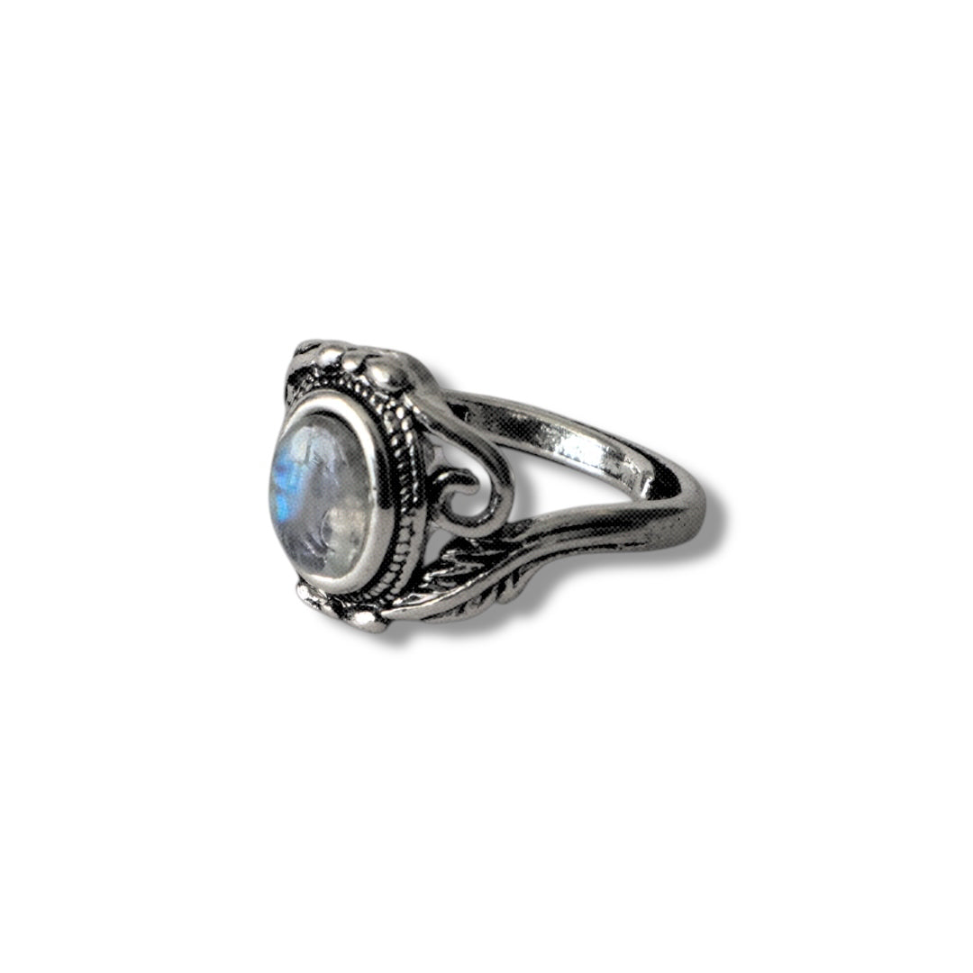 Bague ovale en argent avec pierre de lune facettée VINES