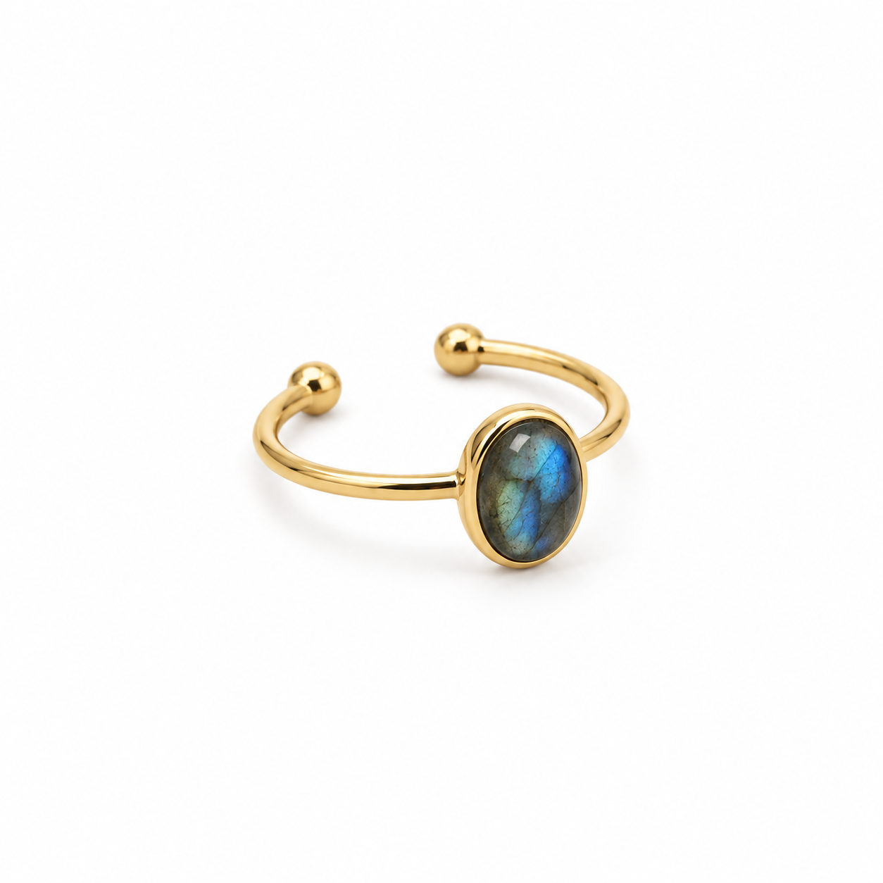 SOMA Oval Blue Labradorite Ring Gold
