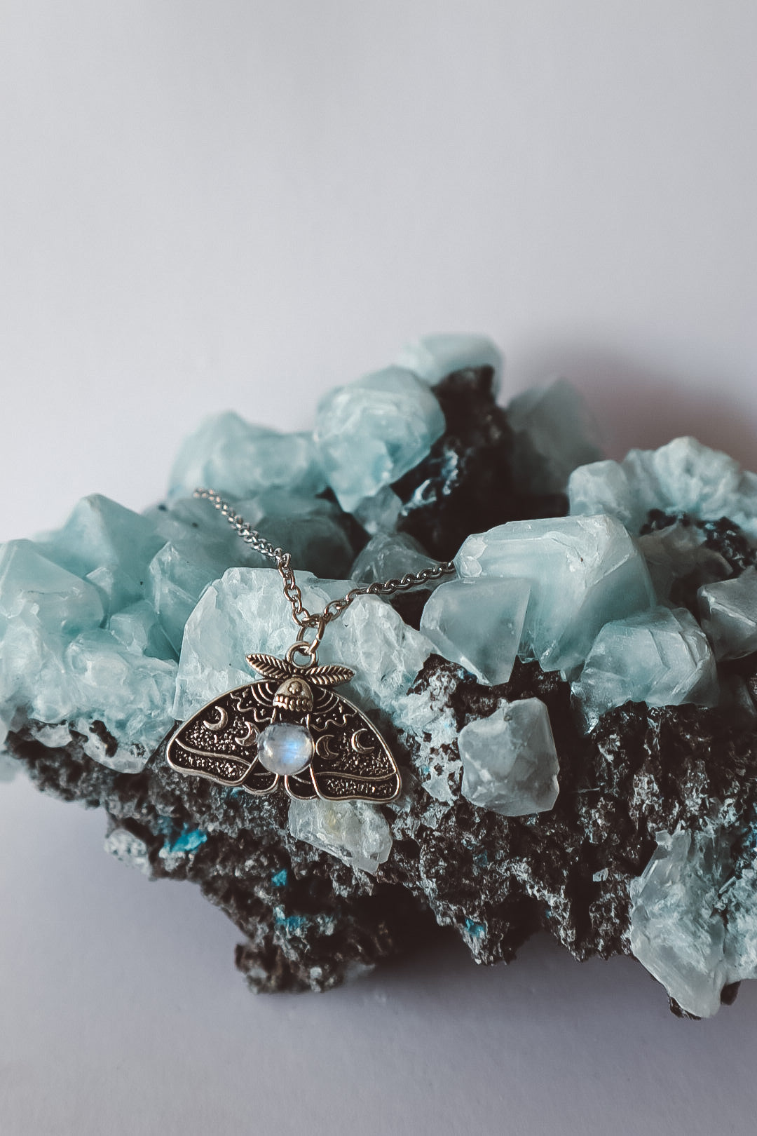 MOON MOTH Pendant Necklace Silver