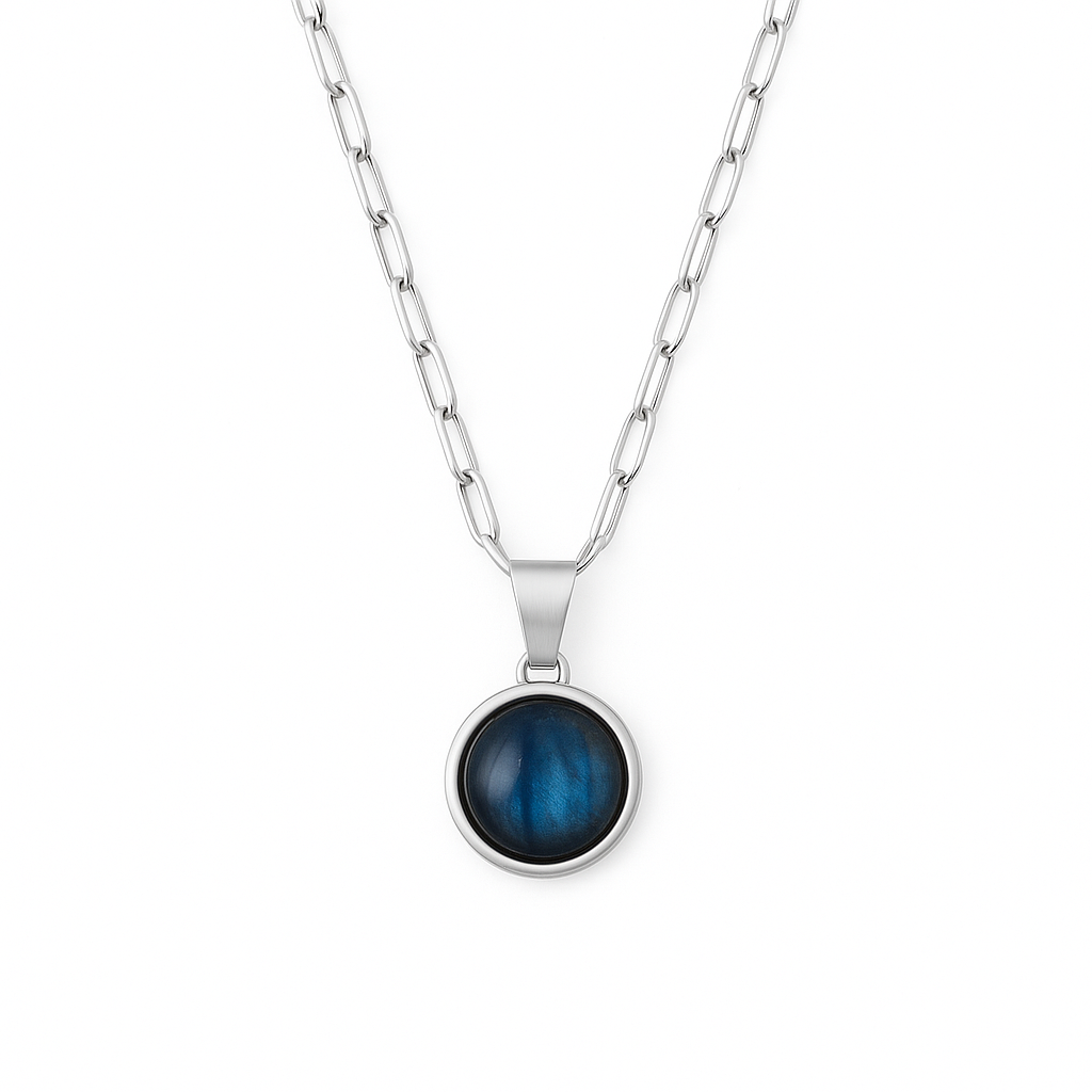 AZUL Blue Labradorite Paperclip Choker Silver