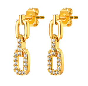 CHIARA Zircon Chain Earrings Gold