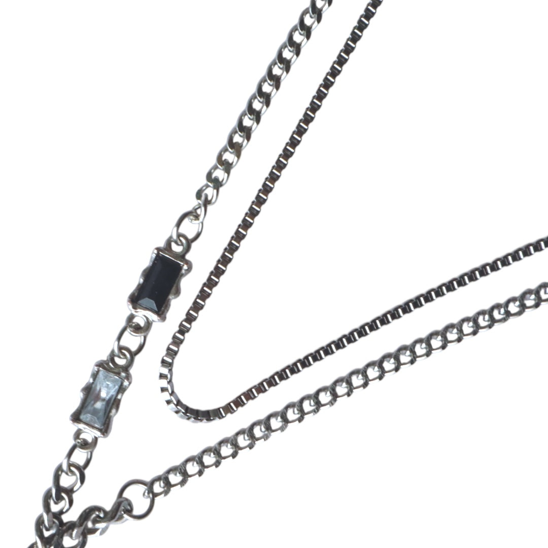 NYX Purple Labradorite Dual Chain Necklace Silver