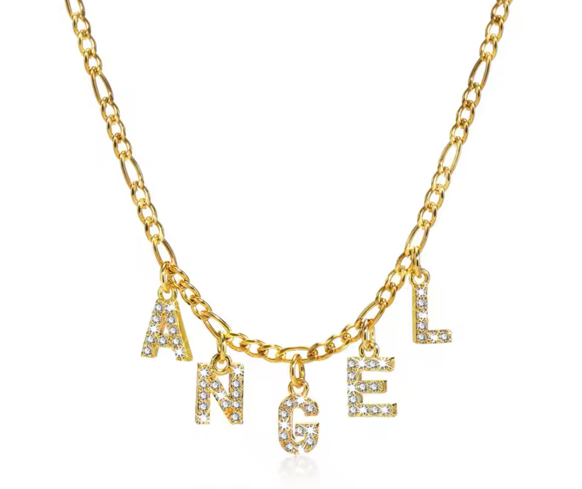 Personalisierte Buchstaben-Namenskette Gold