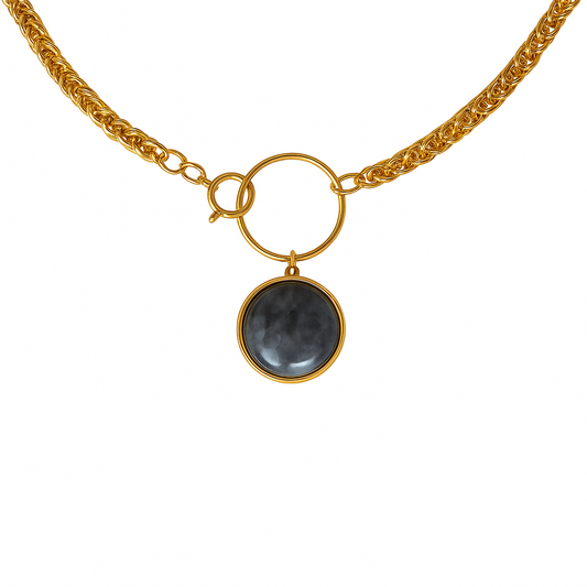 SHADOW ORBIT Larvikit-Kielkette O-Ring-Halsband Gold