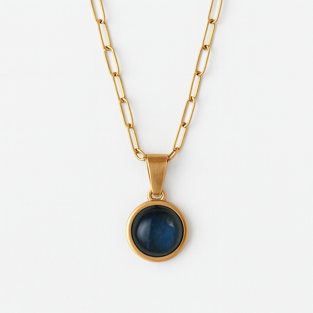 AZUL Blauer Labradorit Büroklammer-Halsband Gold