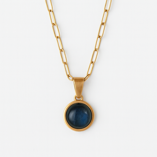 AZUL Blue Labradorite Paperclip Choker Gold