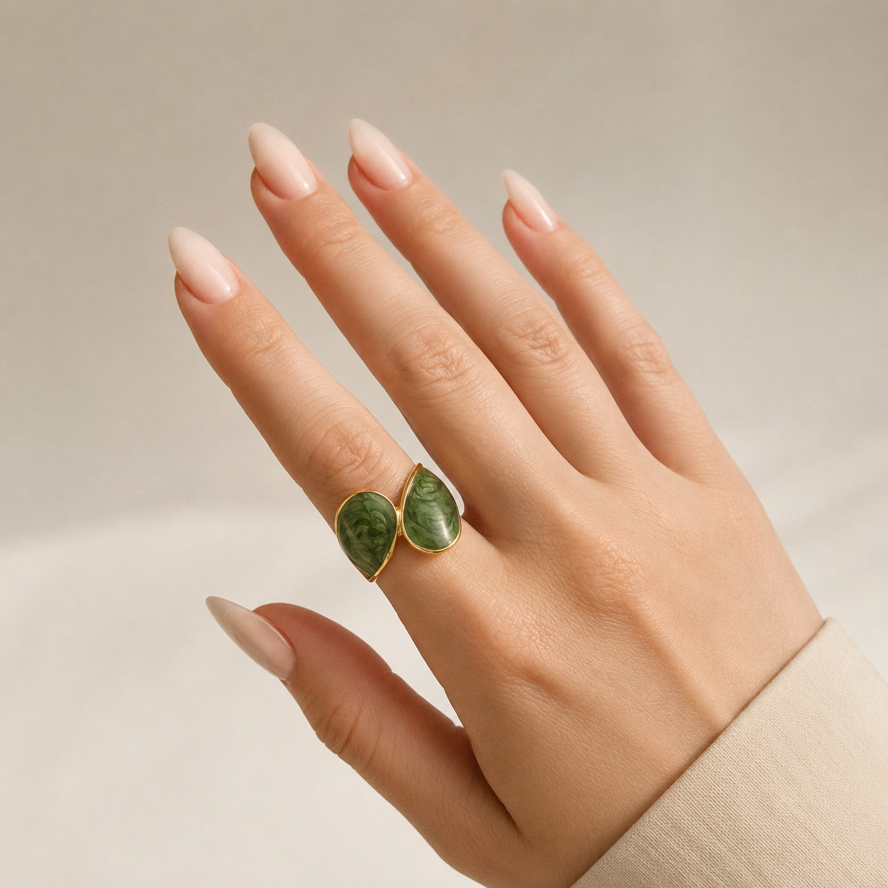 VERDARA Green Marble Ring Gold