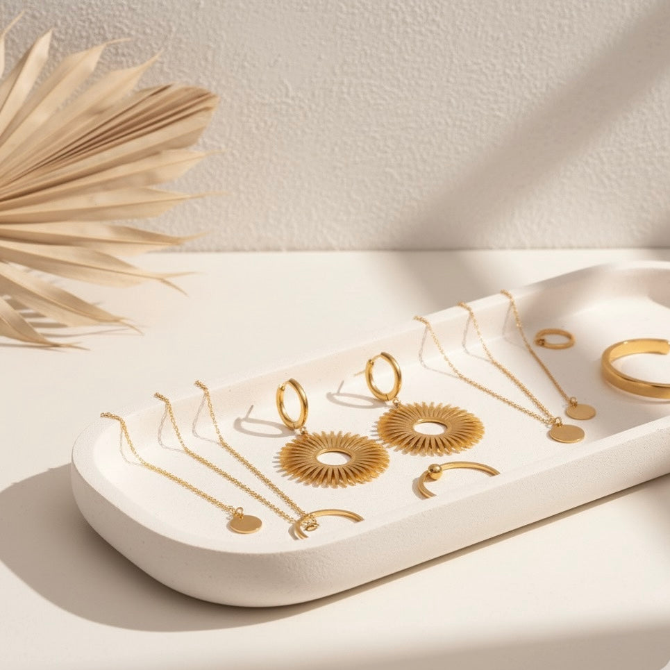 SOLARIS Sun Charm Hoop Earrings Gold