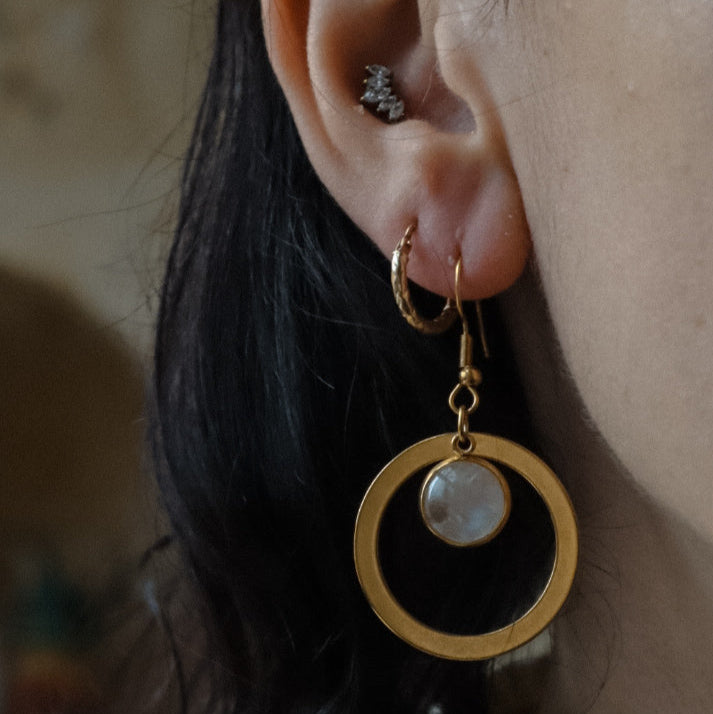 LUNARIA Green Labradorite Hoop Earrings Gold