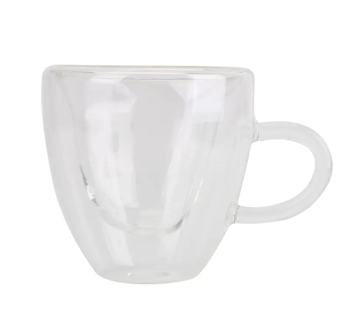 Tasse en verre transparent en forme de cœur
