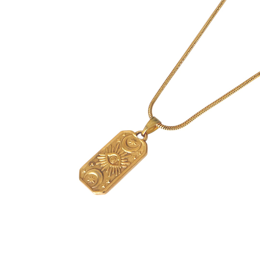 LUNAR GAZE Evil Eye Pendant Necklace Gold