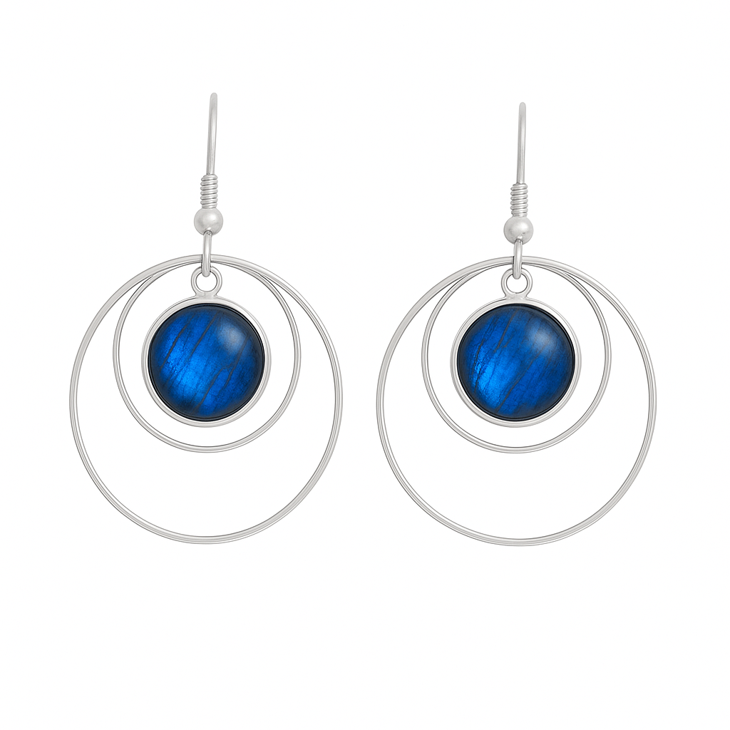 ANETHA Blue Labradorite Hoop Earrings Silver