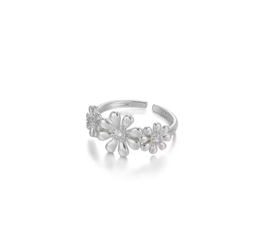 DAISY Flowers Ring Silver