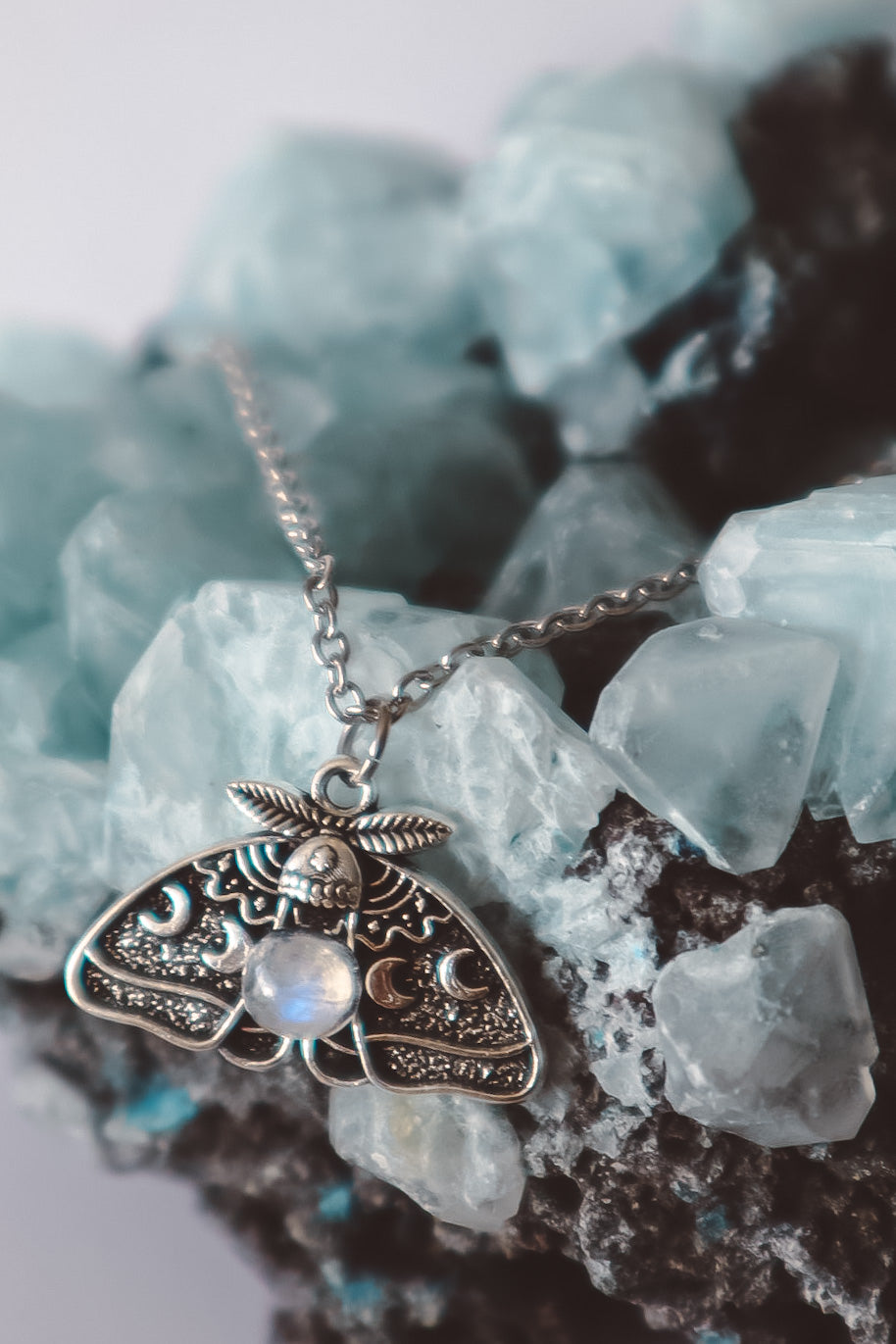 MOON MOTH Pendant Necklace Silver