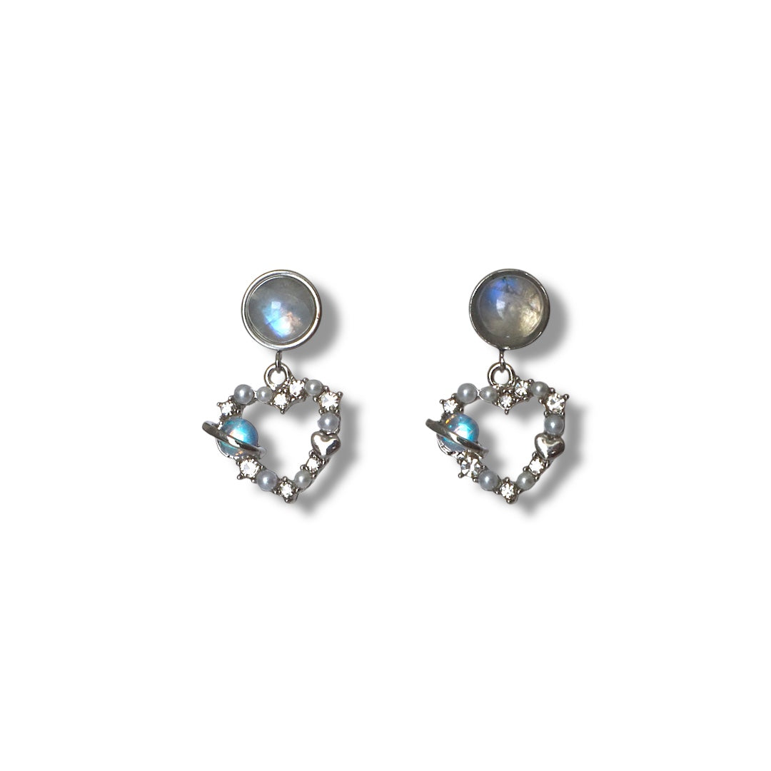 CELESTIAL LOVE Moonstone Earrings Silver