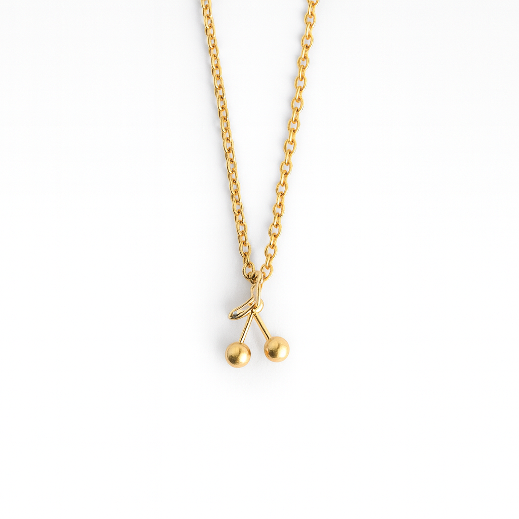 CERISE Cherry Charm Necklace Gold