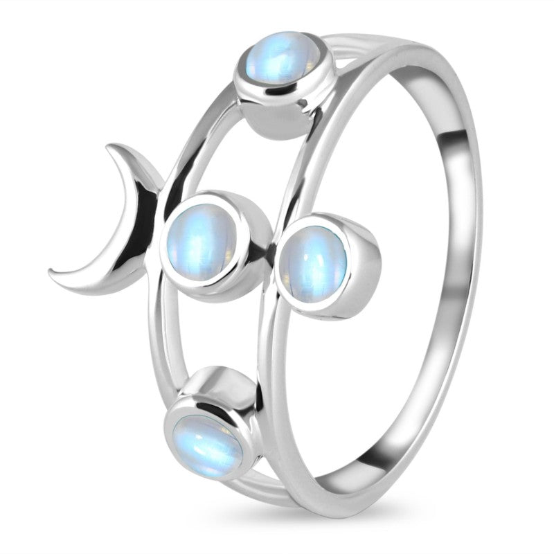 CHANDRA Moonstone Crescent Moon Ring 925 Silver