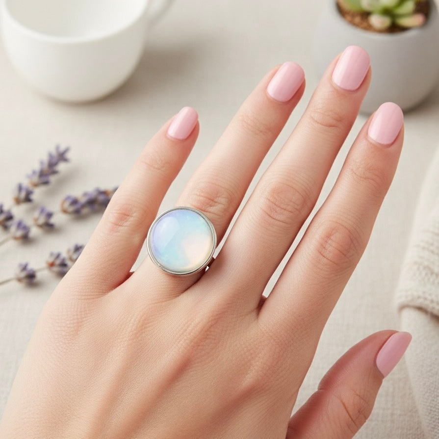 AYA Opalite Statement Ring Silver