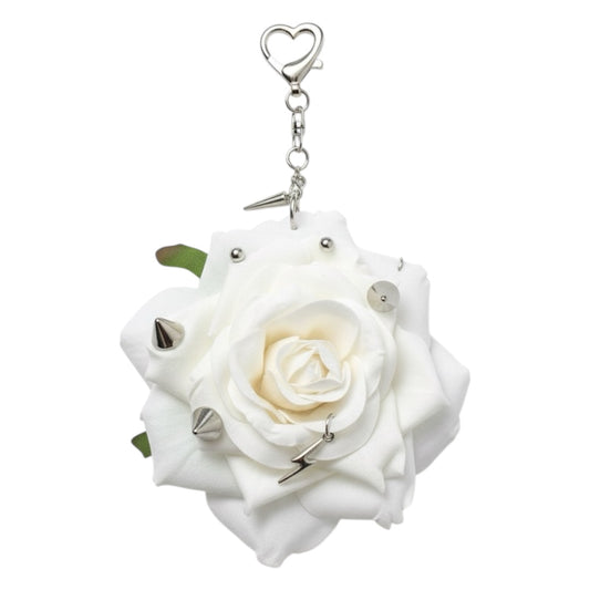 SERAPHINE Pierced Rose Bag Charm White