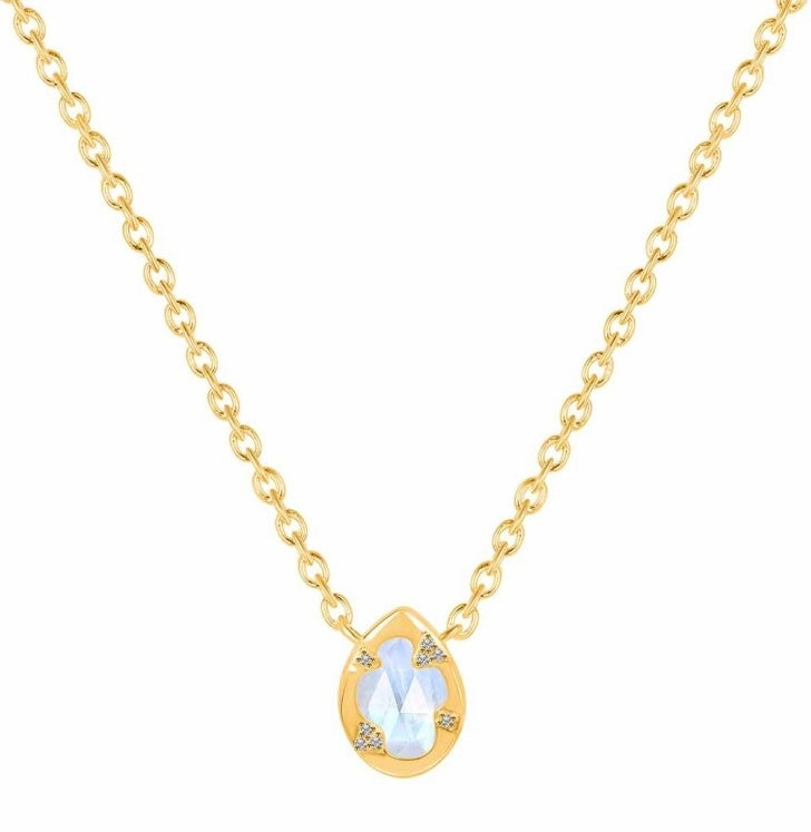 HERA Moonstone Drop Necklace Gold 925 Silver