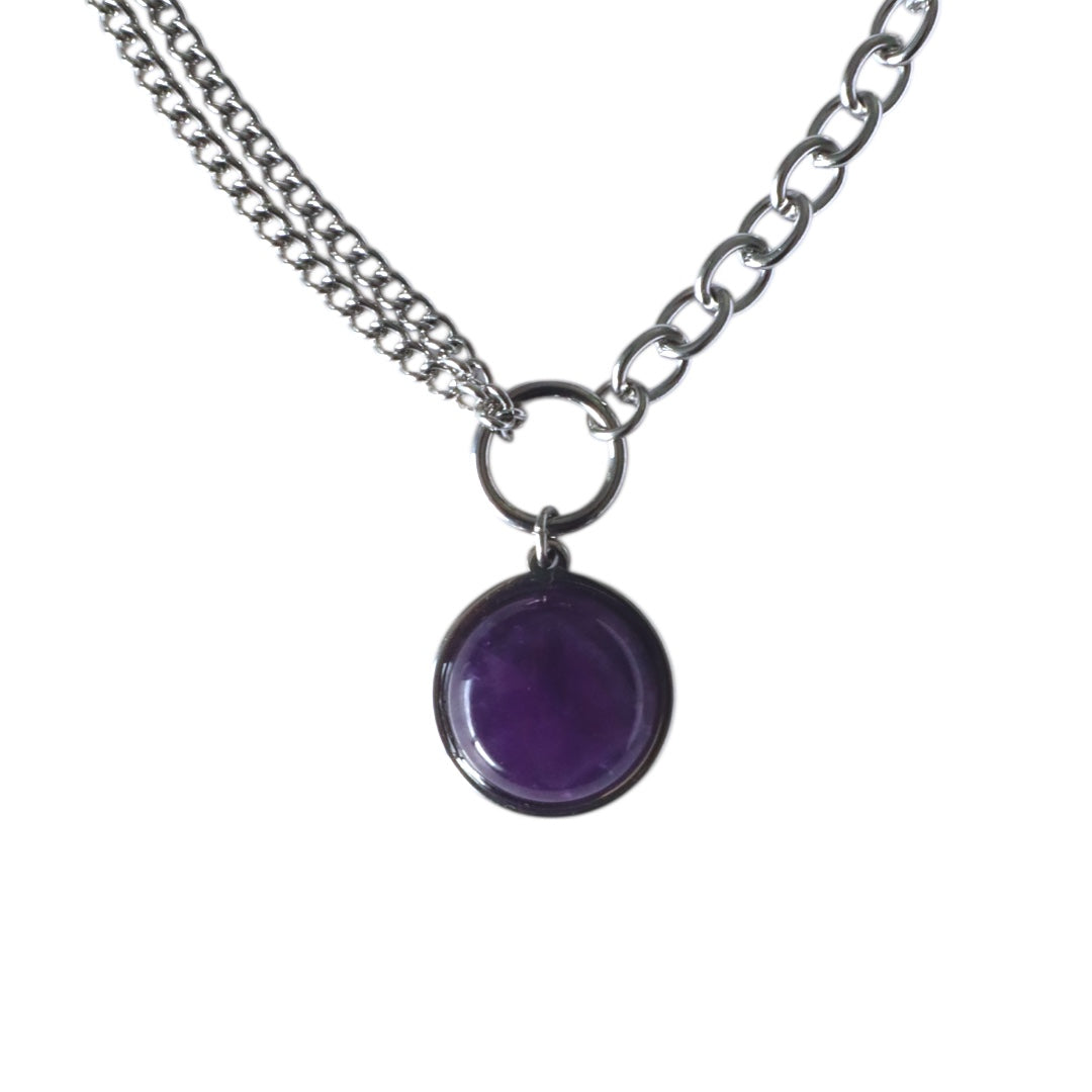 Collier ras du cou en chaîne avec anneau en O en améthyste EQUINOX