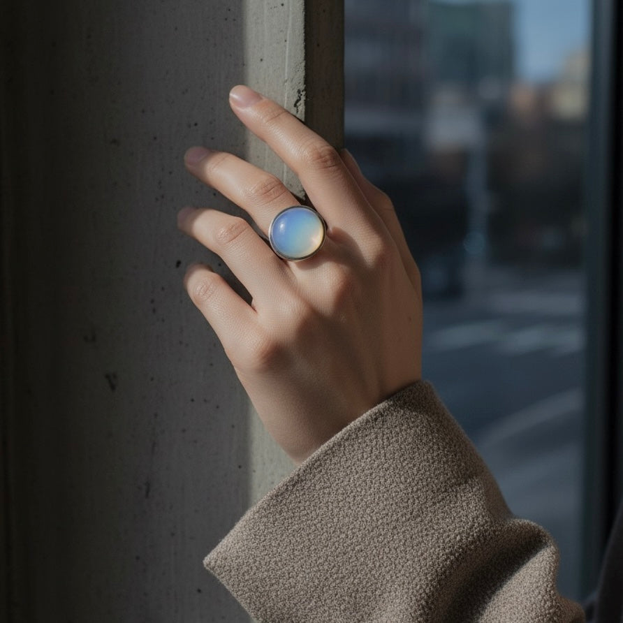 AYA Opalite Statement Ring Silver