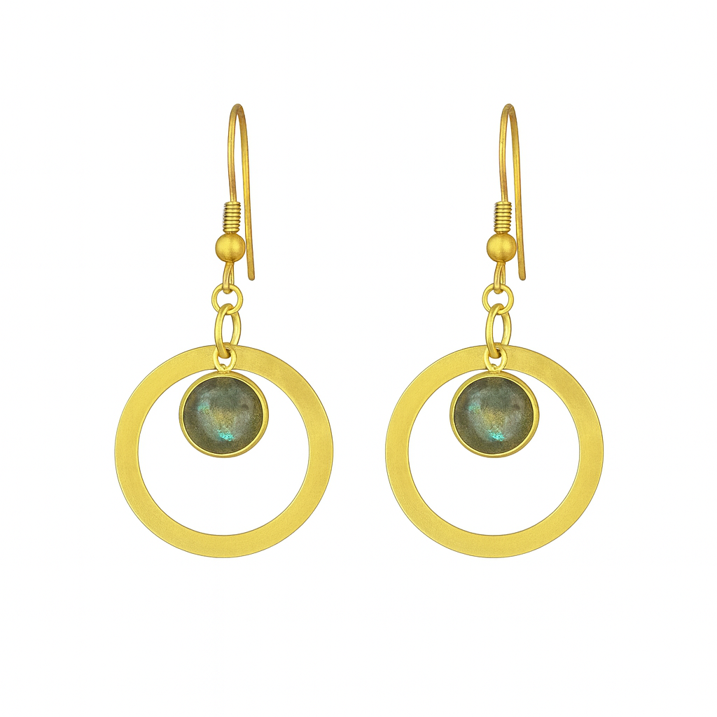 LUNARIA Green Labradorite Hoop Earrings Gold