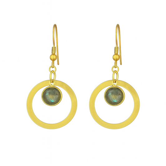 LUNARIA Green Labradorite Hoop Earrings Gold