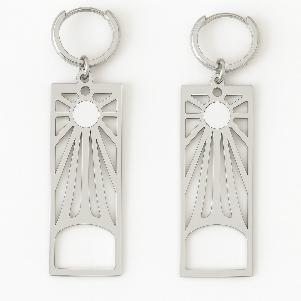 SUNRISE White Sun Charm Earrings Silver