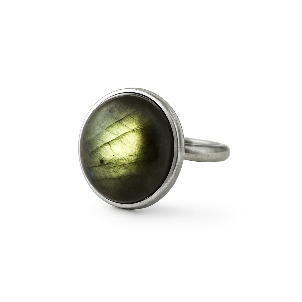 AYA Green Labradorite Statement Ring Silver