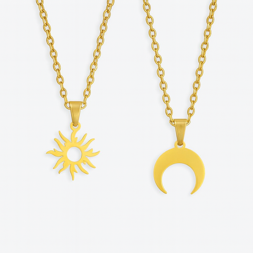 Halskette Sonne und Mond – Gold
