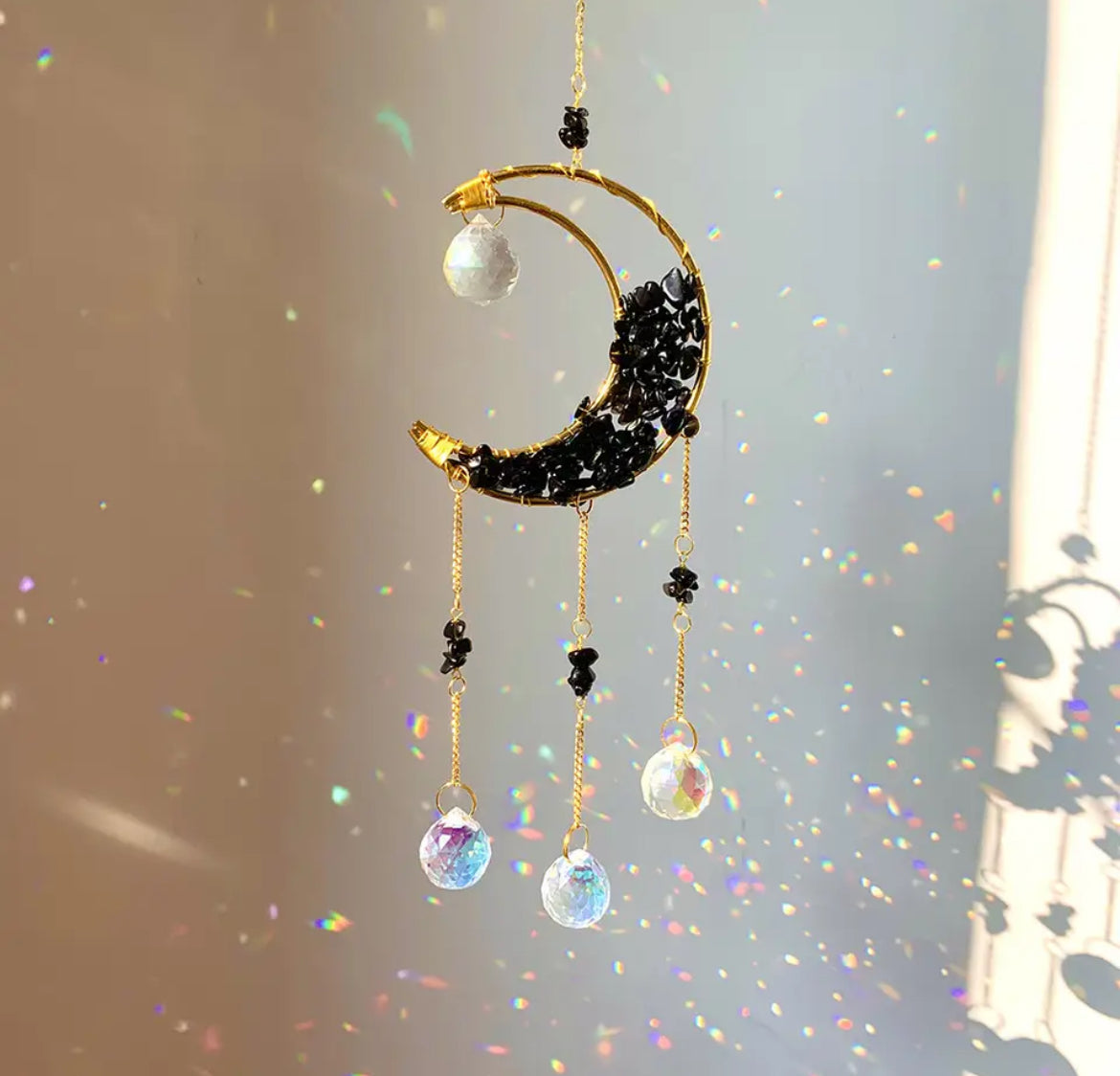 Crystal Crescent Moon Suncatcher