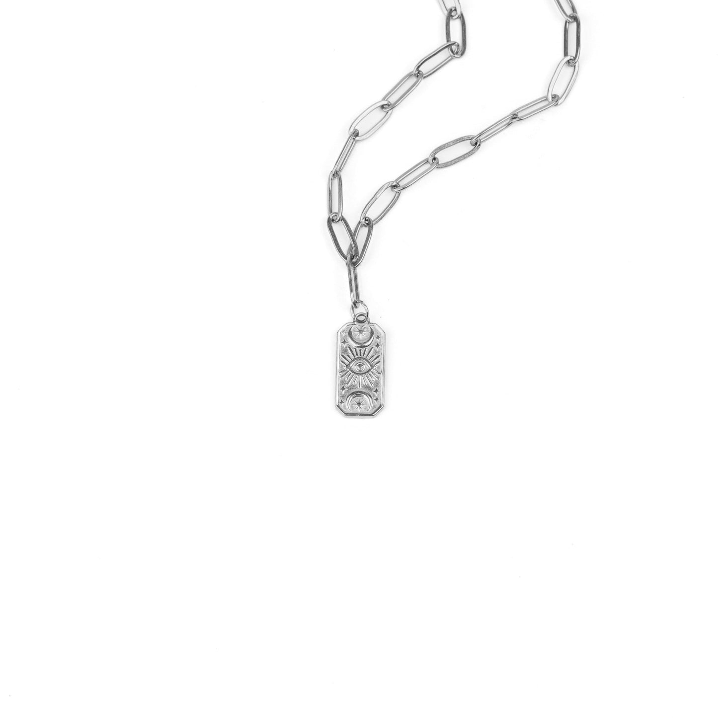 Collier ras du cou chaîne trombone LUNAR GAZE en argent