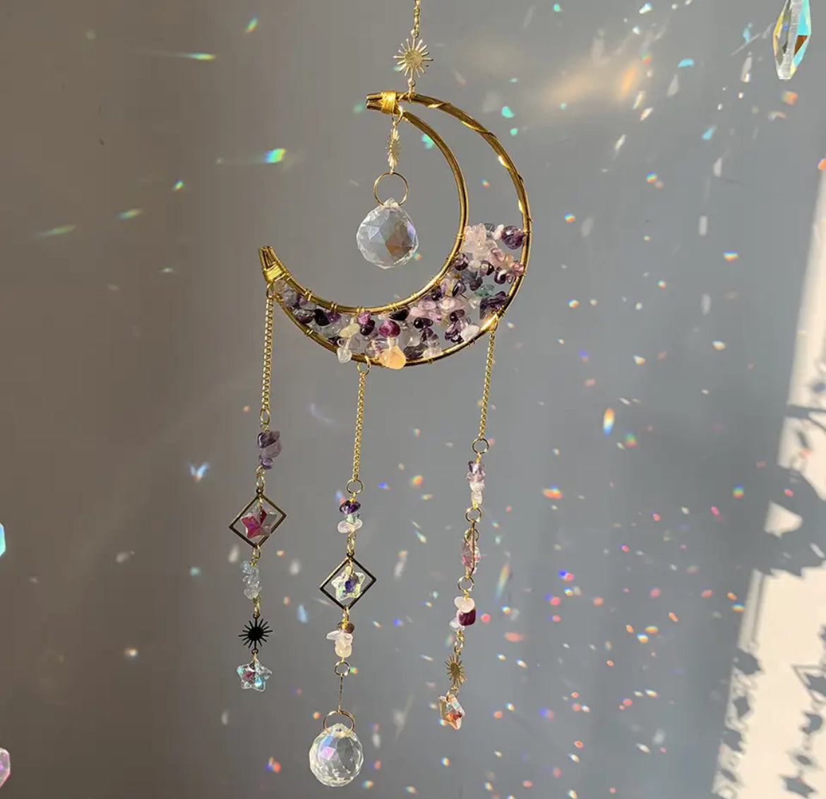 Crystal Crescent Moon Suncatcher