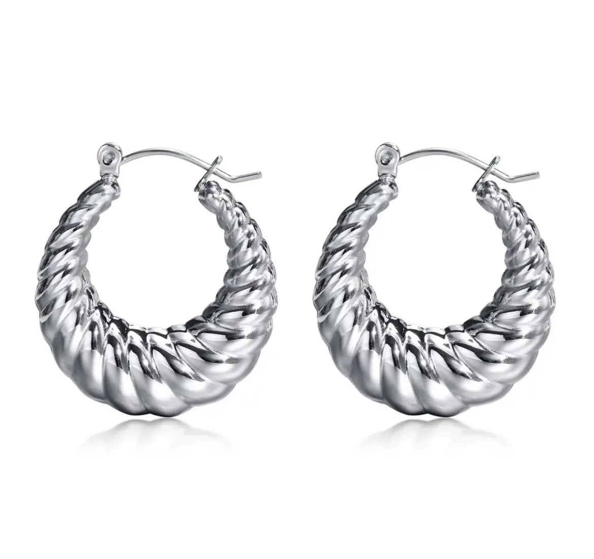 Boucles d'oreilles créoles CONCH - Argent