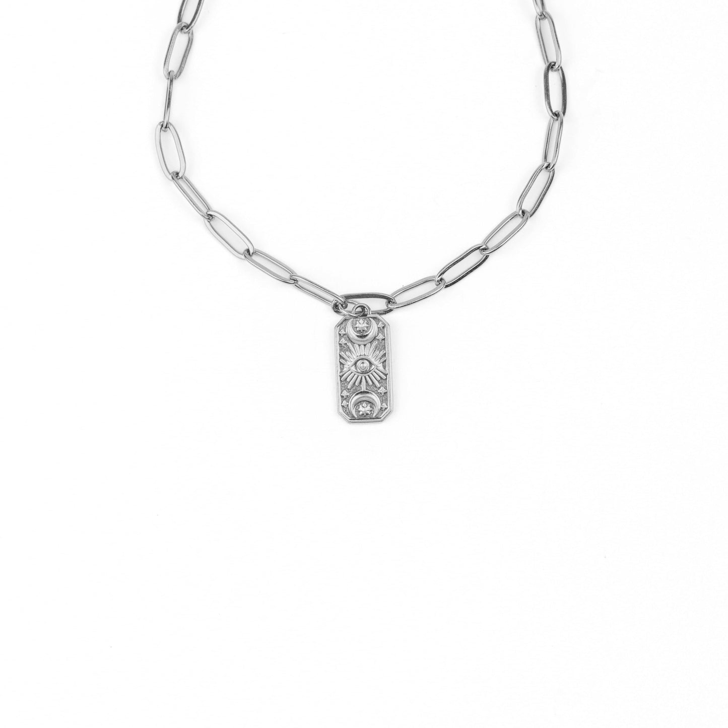 Collier ras du cou chaîne trombone LUNAR GAZE en argent