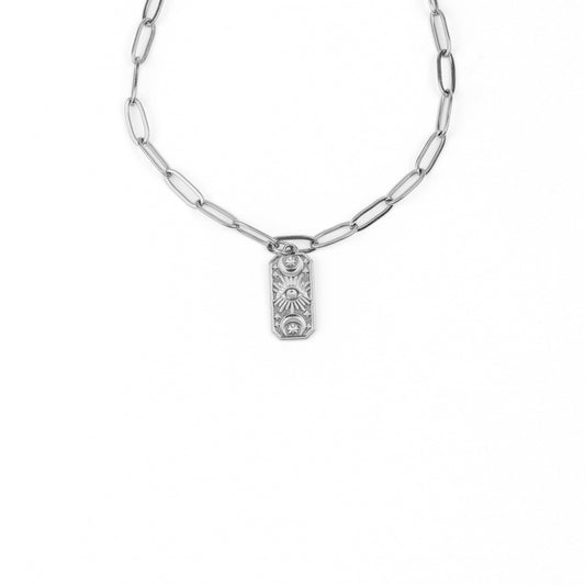 Collier ras du cou chaîne trombone LUNAR GAZE en argent