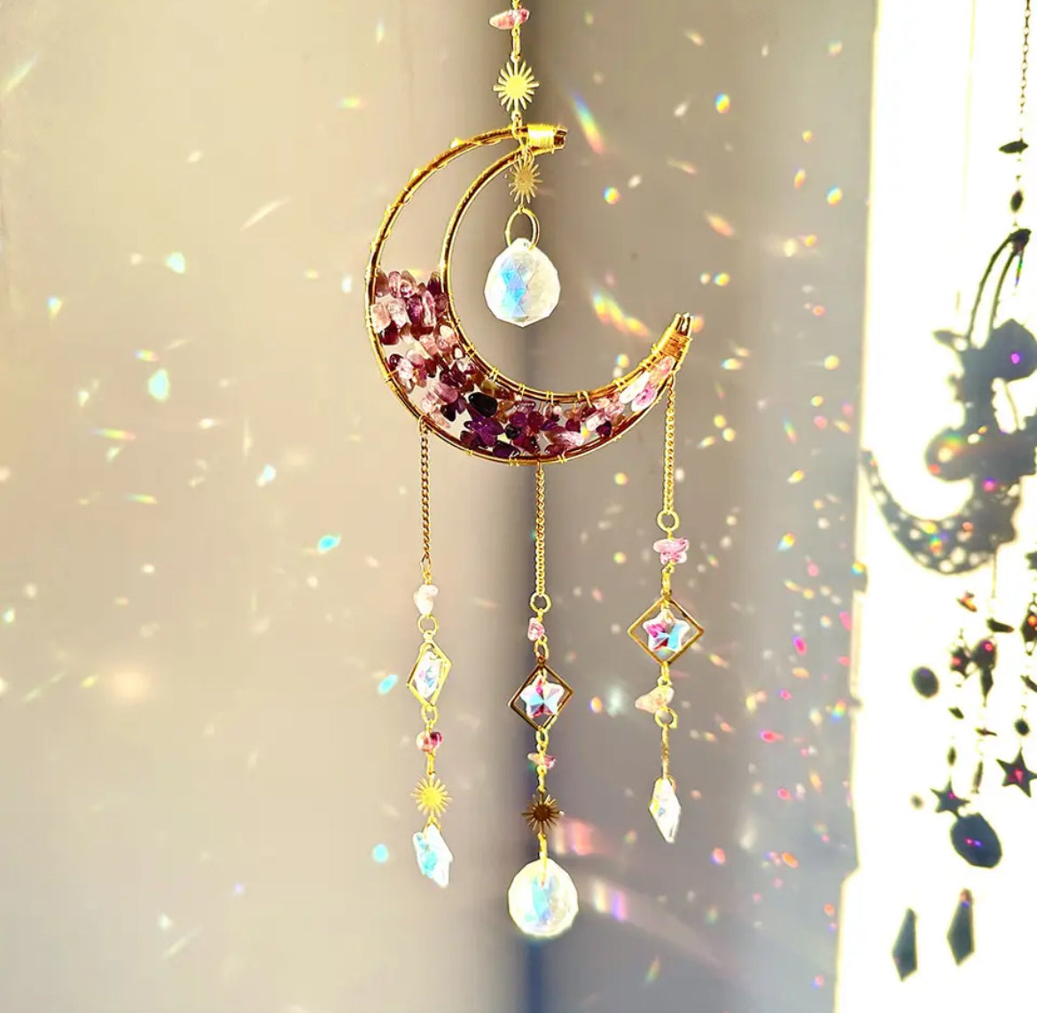 Crystal Crescent Moon Suncatcher