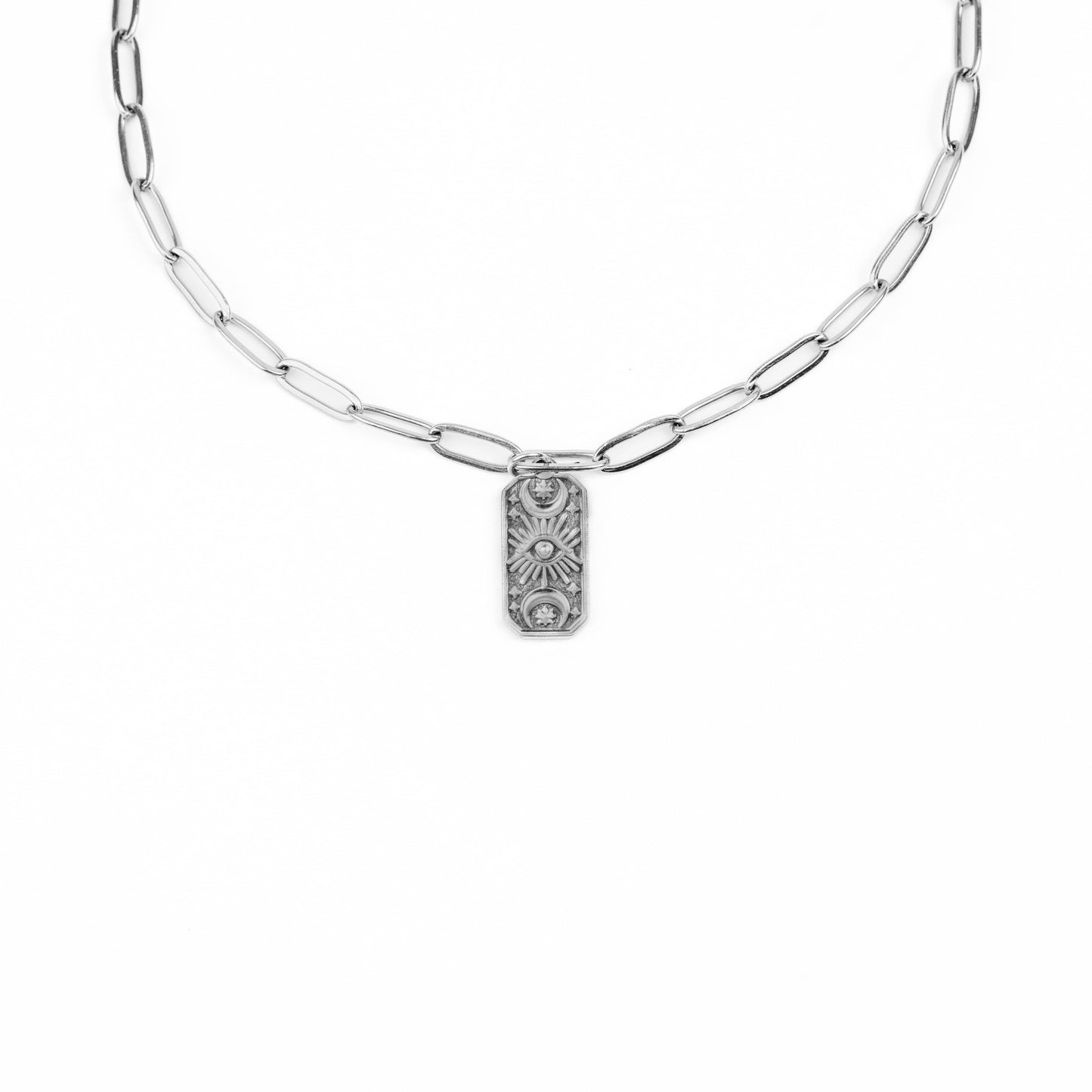 Collier ras du cou chaîne trombone LUNAR GAZE en argent