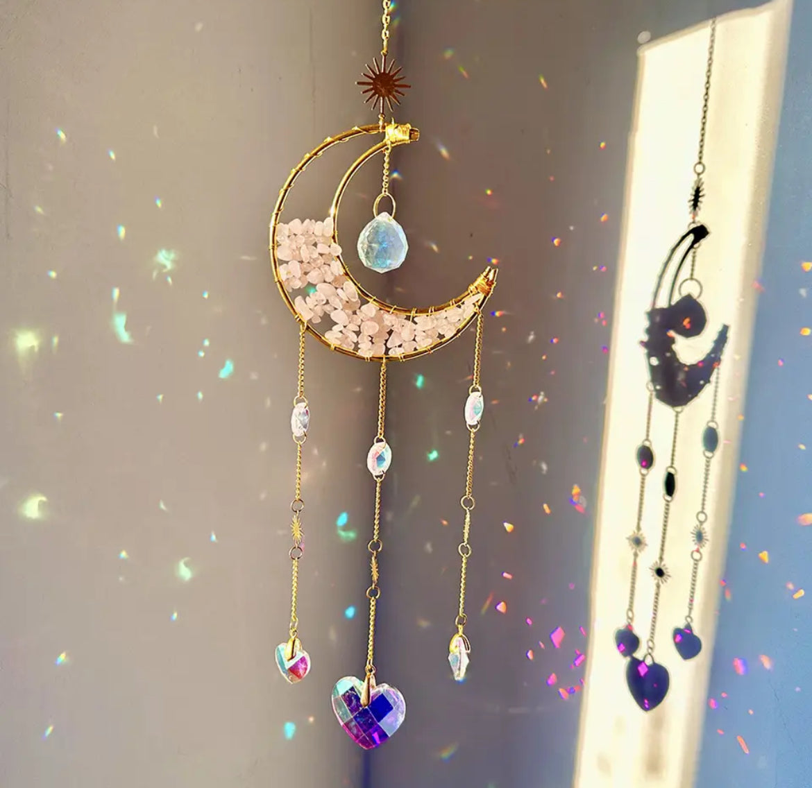 Crystal Crescent Moon Suncatcher