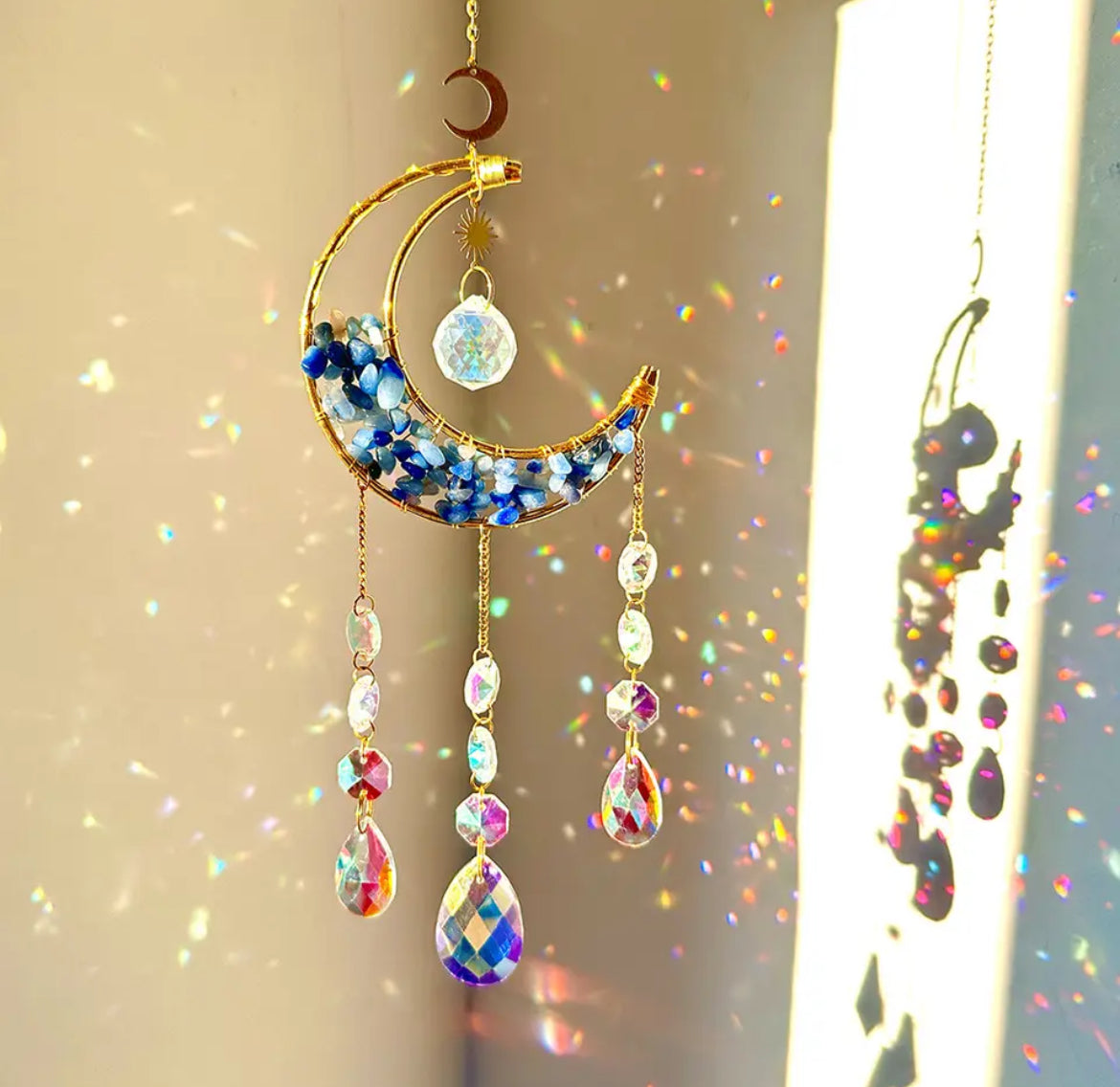 Crystal Crescent Moon Suncatcher