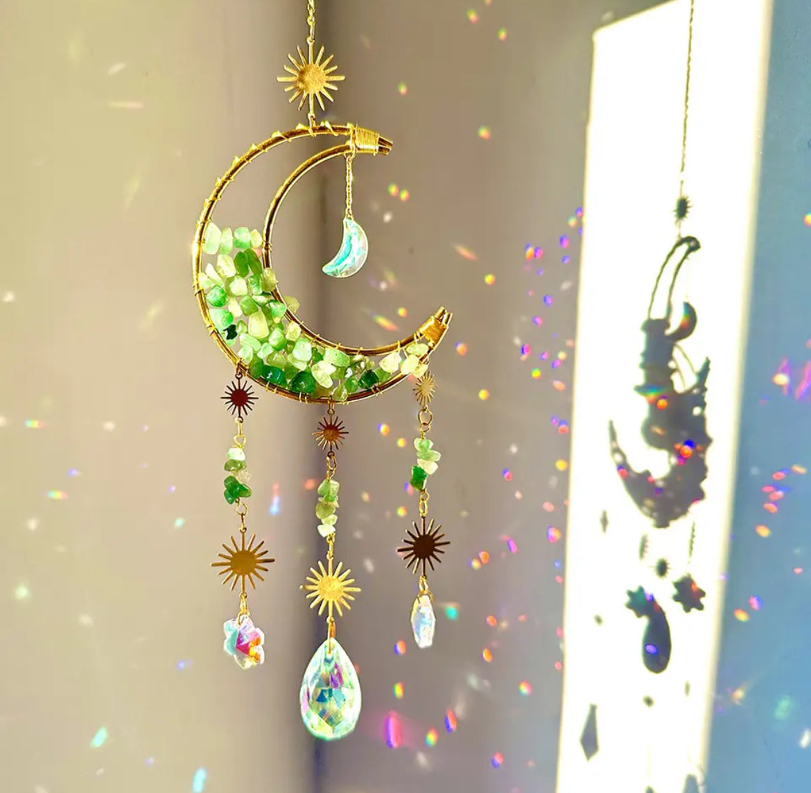 Crystal Crescent Moon Suncatcher