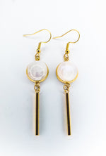 Load image into Gallery viewer, Rainbow Moonstone Dangling Earrings Gold
