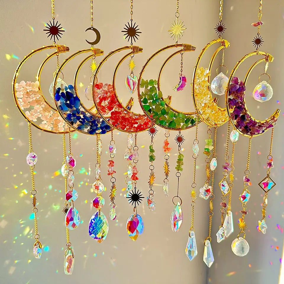 Crystal Crescent Moon Suncatcher