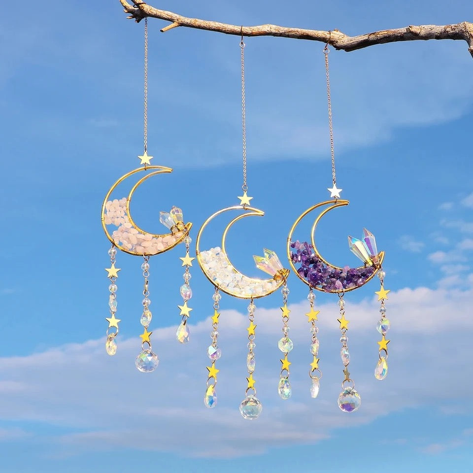 Crystal Crescent Moon Suncatcher