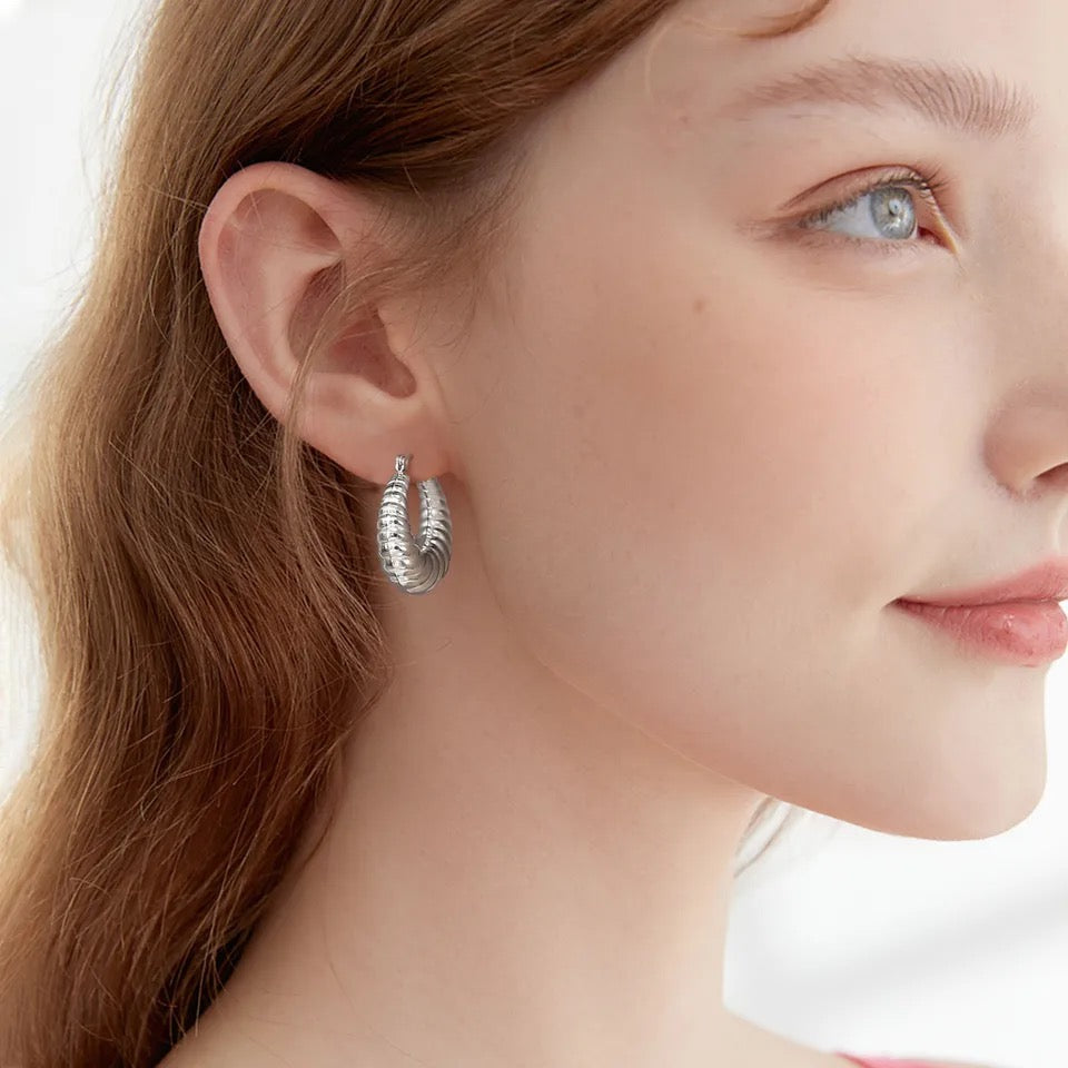 Boucles d'oreilles créoles CONCH - Argent
