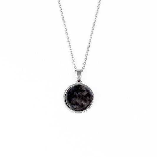 SAYA Larvikite Pendant Necklace - Silver