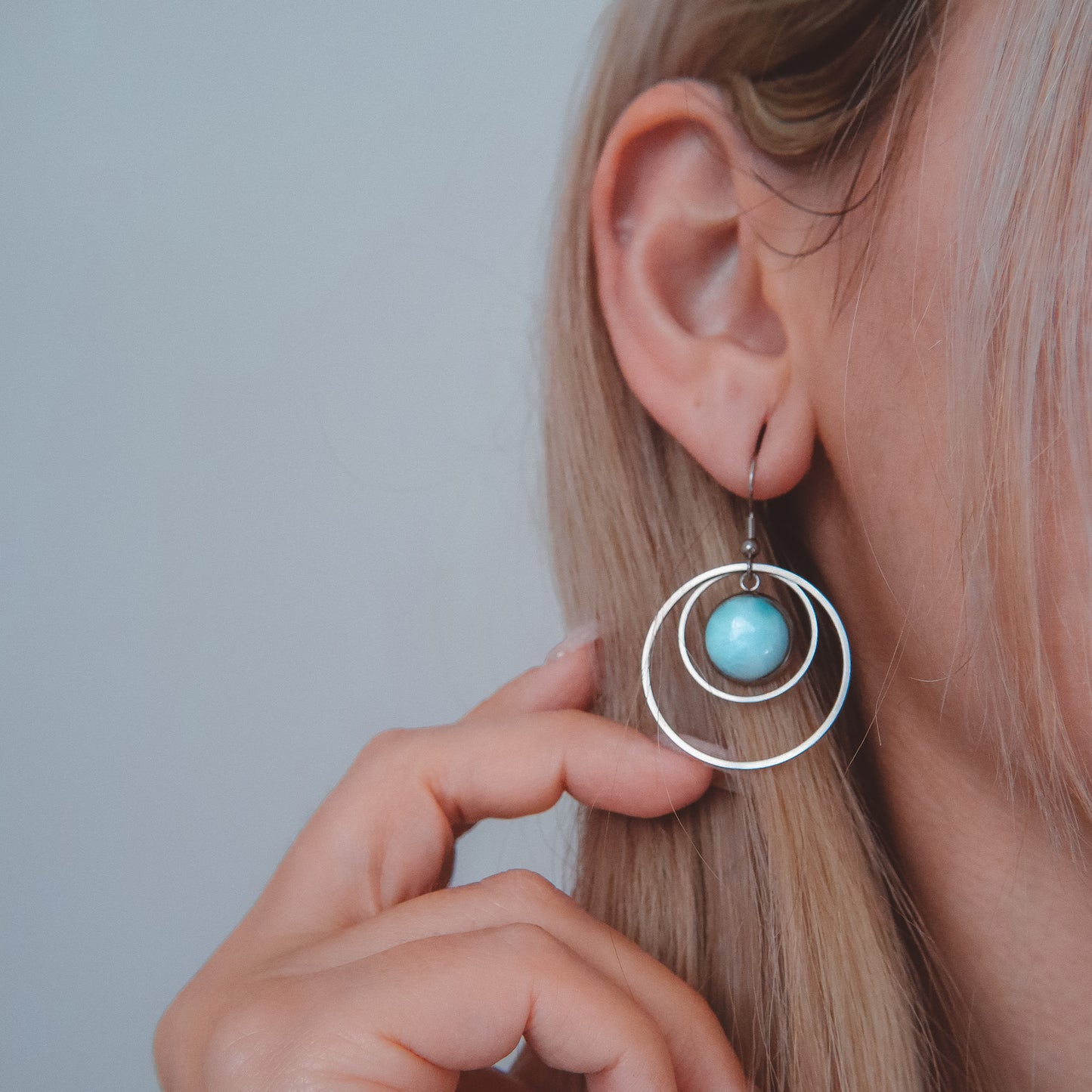 ANETHA Blaue Larimar Creolen Silber