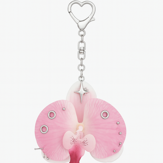 ORCHIDIA Pink Orchid Flower Keychain Bag Charm
