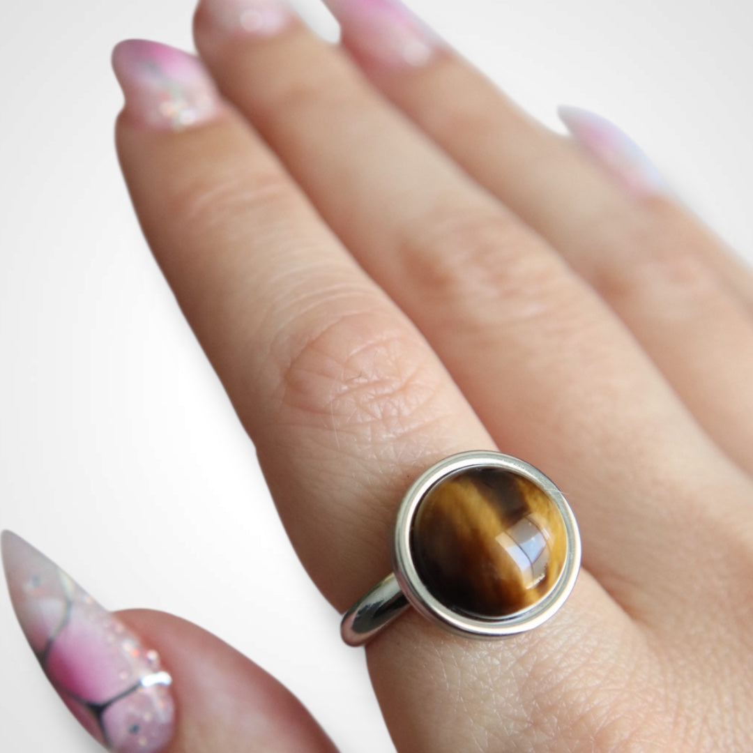 Bague Minimale Pierre de Lune - Argent